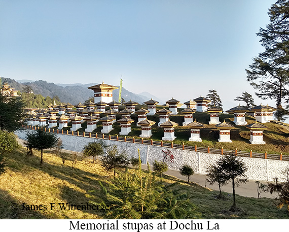 Memorial stupas at Dochu La - © James F Wittenberger and Exotic Birding LLC